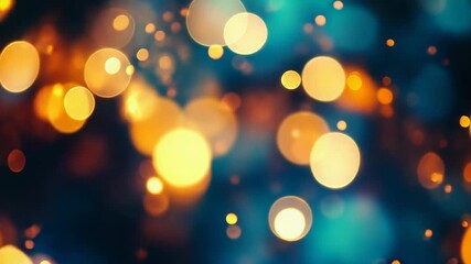 Golden orange bokeh lights abstract blue background - Powered by Adobe