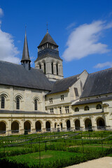 Royal Abbey of Fontevraud. The cloister forms the center of the monastery. It serves all the key areas of monastic life.. Fontevraud. France.