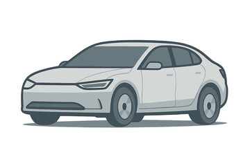 Obraz premium Modern electric sedan car side profile view isolated on a clean white background