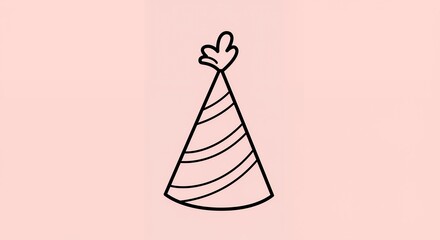 Party hat illustration on pink background for celebration and design