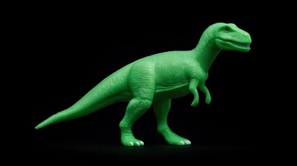 Naklejka premium 3d rendering of a green toy dinosaur. the dinosaur is standing on all fours and is facing towards the right side of the image.