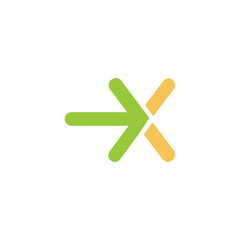 X Letter with Arrow Vector Logo