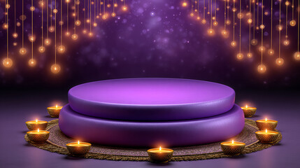 Shining Stage: The image presents an ethereal stage, perfect for presentations, adorned with candles, evoking a sense of mystery, warmth, and anticipation.