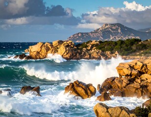 Dramatic coastal scene with crashing waves (1)