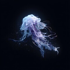 Bioluminescent Jellyfish with Glowing Particles light