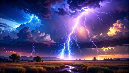 Dramatic lightning storm over a landscape (1)