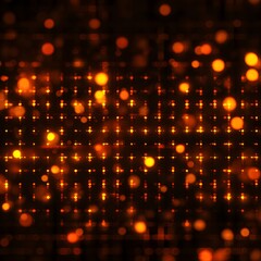 Orange Glowing Grid with Soft Bokeh Lights abstract