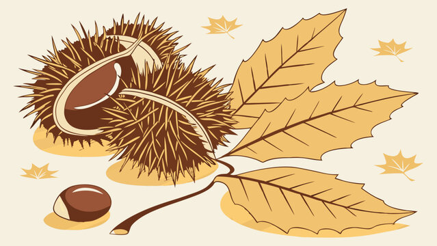 chestnuts and leaves in autumn colors clip art preview