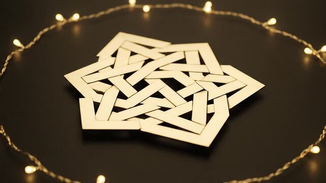 Geometric Interlocking Design with Ambient Lighting and Dark Background - Powered by Adobe