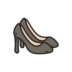 Elegant Grey High Heel Shoes on Transparent Background Elegant Footwear for Special Occasions Hand Drawn Doodle Style Vector Art