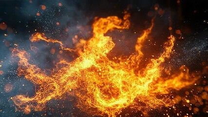 Abstract fire explosion with burning embers and smoke - Powered by Adobe