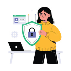 Shield protecting data network symbolizing online security and safety Illustration