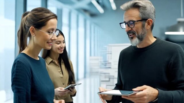 Business Colleagues Discussing Project in Office