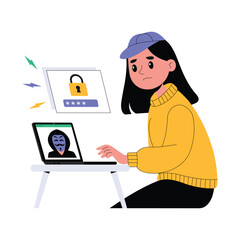 Computer screen showing cyber attack or hacking warning alert Illustration