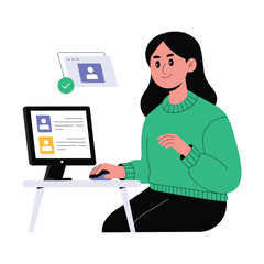 User verifying profile details for online security and identity Illustration