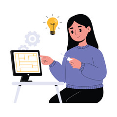 Person searching for answers and problem solutions online Illustration