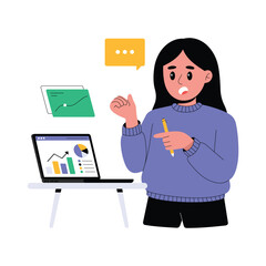 Analyst working with charts and graphs to evaluate performance and insights illustration 