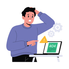 Computer showing warning popup or error message on screen Illustration