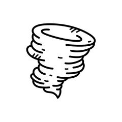 Black And White Stylized Tornado Twister Weather Element With Transparent Background Hand Drawn Doodle Art