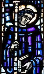 Church of Perrecy les Forges.  Stained glass. Saint Benedict of Nursia is considered the patriarch...