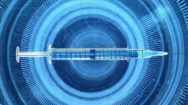 Syringe preparing for medical vaccine injection schematic blueprint