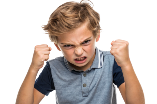 A sullen boy in his rebellious phase. He shows his anger. Resistance. Fighting.