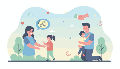 Happy family interacting representing communication care and partnership in a supportive environment