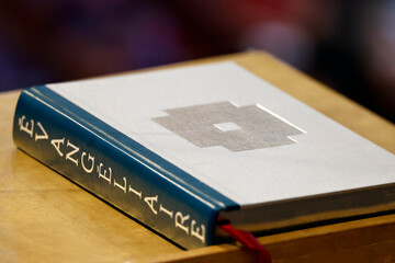 Catholic church.  Liturgical of the Word. Gospel. Sallanches. France.