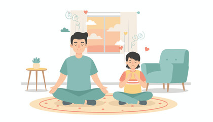 Meditating man finds peace contrasting with womans anxiety Mental wellness  emotional balance