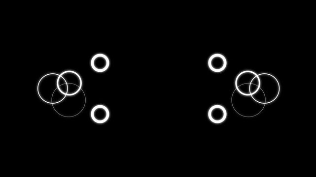 Circles explosion with line shape blast, circle burst effect with shiny glowing, Circle bursting, ellipse blast on black screen background. Cartoon flat vector random explosion . 4K video