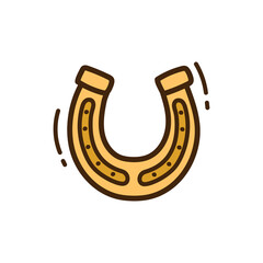 Golden Horseshoe Icon with Circular Dot Pattern and Motion Lines on White Background