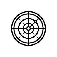 Black Radar Icon with Concentric Circles and Dots on Transparent Background Ideal for Navigation and Technology Concepts