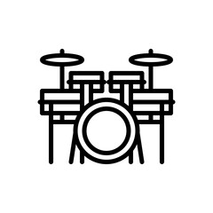 Black Outline Icon Of A Drum Set With Cymbals And Drums On A Transparent Background For Music Related Concepts