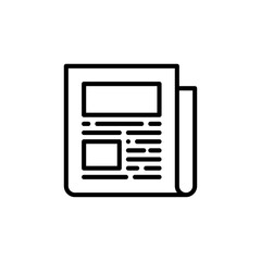 Black Outline Icon of a Folded Newspaper with Articles and Headlines Isolated on a Transparent Background Representing Information and News
