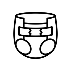 Black Outline Icon of Adult Diaper on Transparent Background Medical Supervision and Treatment Concept