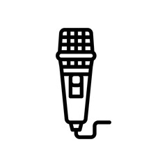 Black Outline Microphone Icon On Transparent Background Isolated Vector Graphic