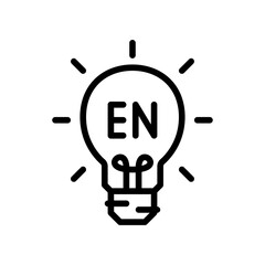 Black Outline Light Bulb With EN Text Inside On Transparent Background Representing Innovation And Idea Generation In Business
