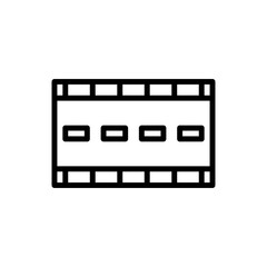 Black Outline Of A Film Strip With Rectangular Holes And Perforations On A Transparent Background