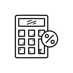 Black Outline of a Handheld Calculator with a Percentage Symbol Icon on a Transparent Background