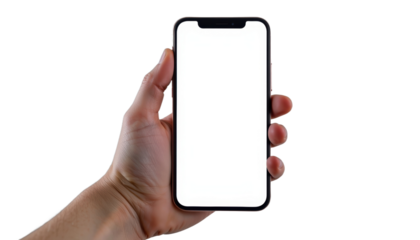 Hand Holding a Smartphone Studio Setting Digital Device Minimalist Environment Close-Up View Technology Concept