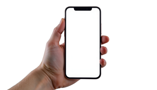 Hand Holding a Smartphone Studio Setting Digital Device Minimalist Environment Close-Up View Technology Concept