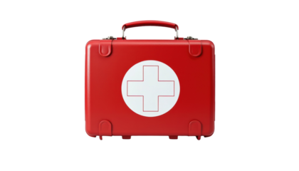 Emergency Response Kit Medical Facility First Aid Equipment Red Metal Case Front View Health Preparedness