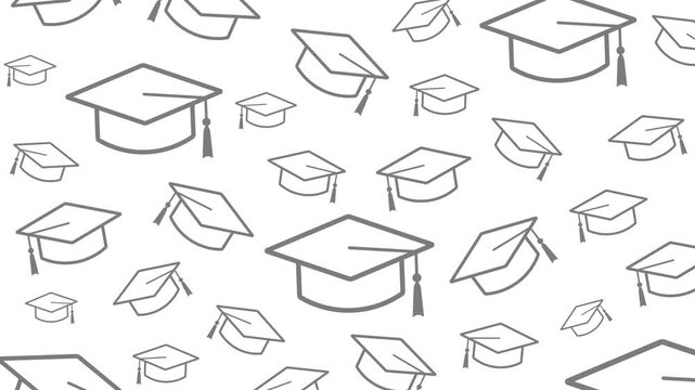 Graduation cap pattern education, degree background animated video