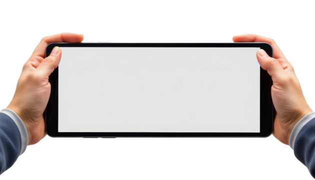 Hands Holding a Tablet Indoor Setting Digital Device Modern Environment Close-Up View Technology Concept