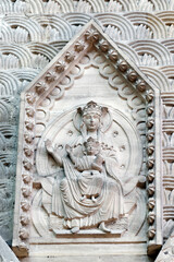 Bayeux cathedral. Virgin and Child sculpture.  Bayeux.  France.