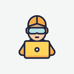 vector illustration of a construction worker with helmet