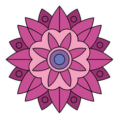 Vector art of a captivating purple mandala design, showcasing a blend of light and dark shades in a symmetrical floral arrangement with intricate details