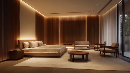 Fototapeta premium Modern bedroom interior with elegant furniture
