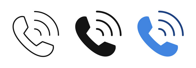 Phone call simple icons in line and flat style. vector