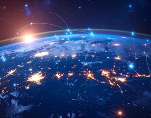 Earth at night, network connections